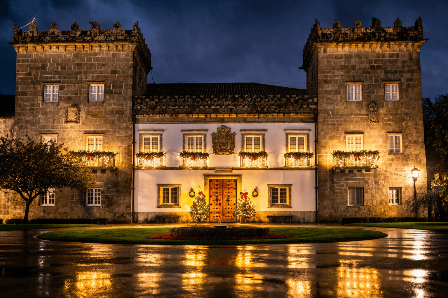 Pazo de quiñones - Castillo iluminado para Navidad.png